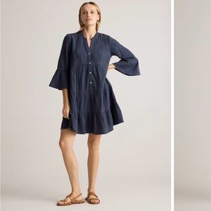 Quince 100% Organic Cotton Gauze Long Sleeve Tiered Mini Dress